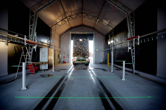 Lasermätning av virke vid mätstationen vid Södra Cell Värö